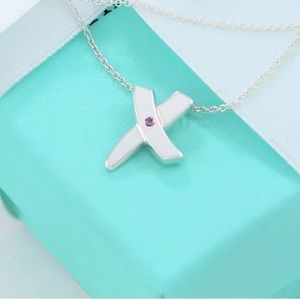 TIFFANY & CO SILVER PICASSO PINK SAPPHIRE X KISS